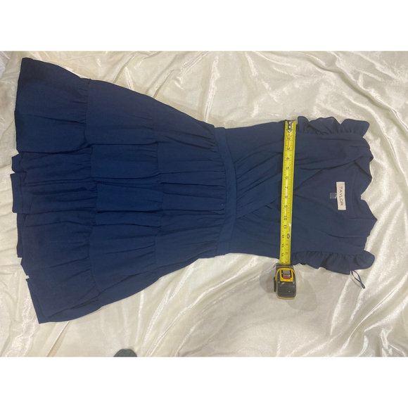 Taylor Tiered Ruffle Fit & Flare Dress Navy Blue Preppy Cottagecore Boho Chic - Picture 10 of 14